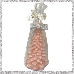 Candle Sparkling Peace Christmas Tree Pink Gift Candle & Glitter Peace Ornament